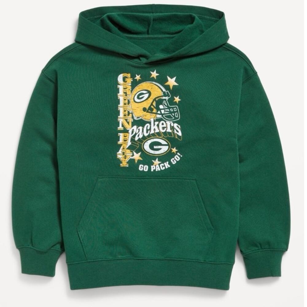 NFL Green Bay Packers Oversized Pullover Hoodie Sweatshirt - Kid’s Sz 6-7 - NWT